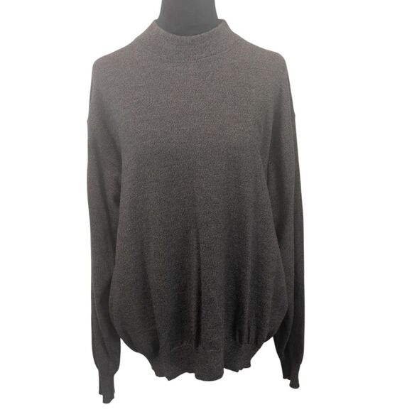 BELMONDI Extrafine Merino Wool Mock Neck Sweater M/L Brown Made in Italy Luxury - Picture 1 of 7